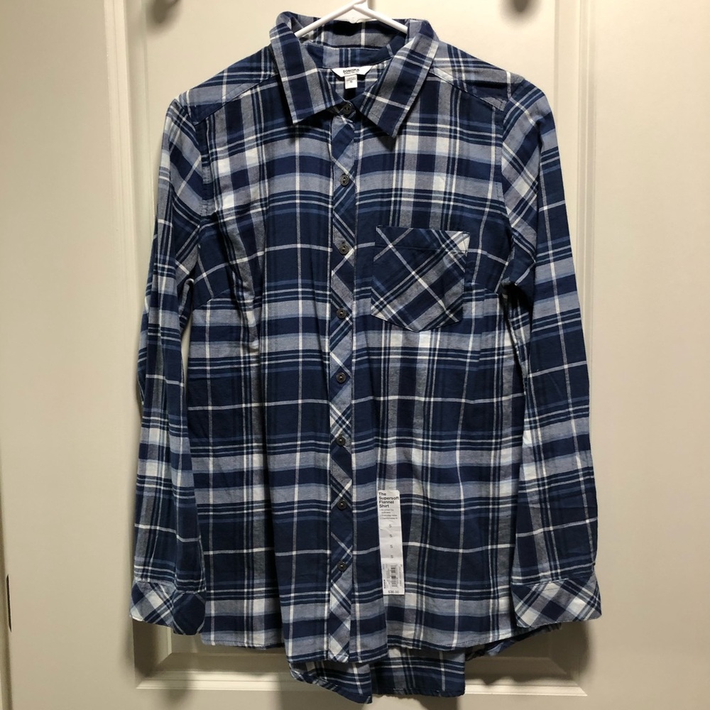 NWT small navy plaid shirt